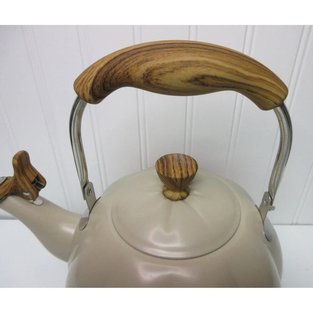 Pioneer Woman Pumpkin Whistling Tea Kettle with Lid Taupe